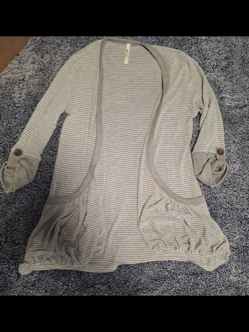 miami Light Gray Striped Open-Front Cardigan